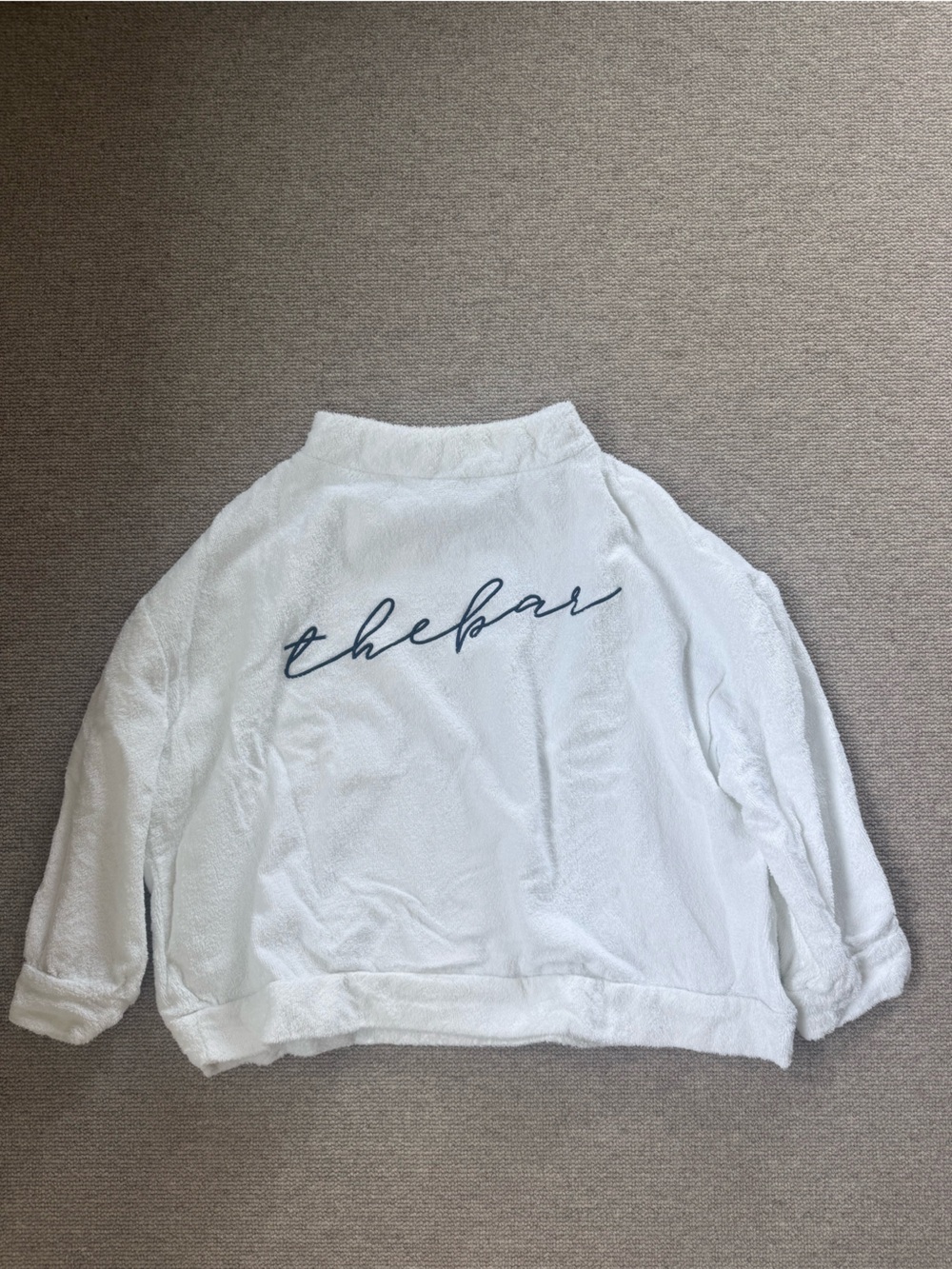 The Bar White Terrycloth Crewneck Sweatshirt with Script Logo